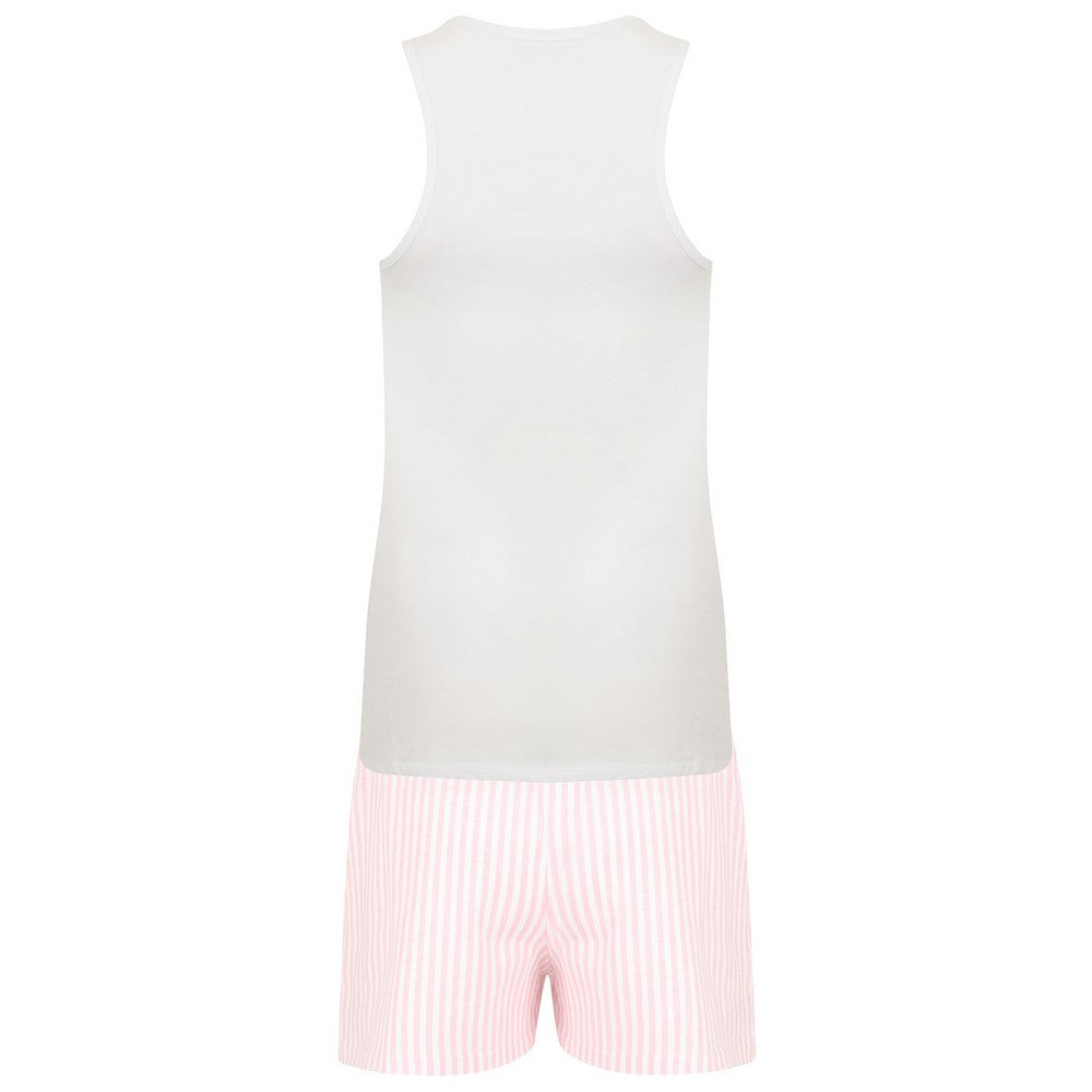 White-Pink - Back - Towel City Womens-Ladies Stripe Short Pyjama Set