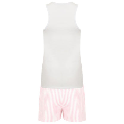 White-Pink - Back - Towel City Womens-Ladies Stripe Short Pyjama Set