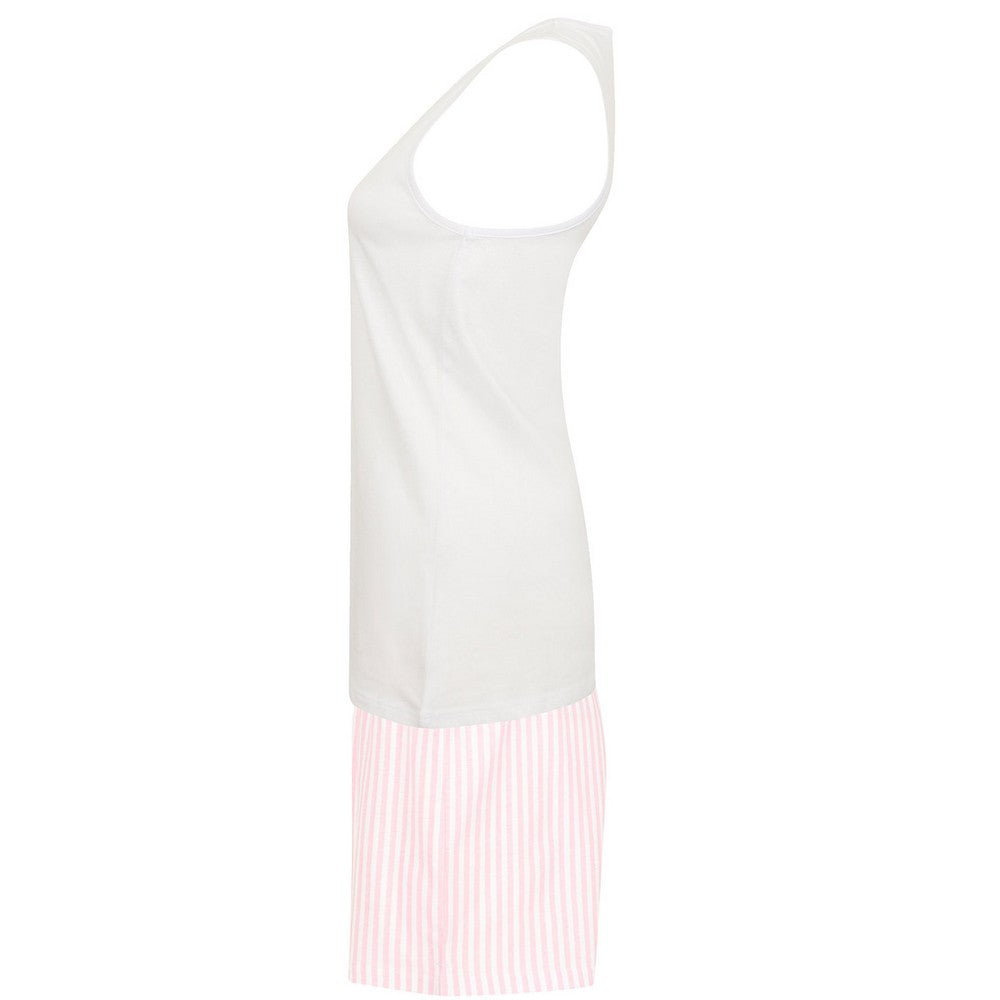 White-Pink - Side - Towel City Womens-Ladies Stripe Short Pyjama Set
