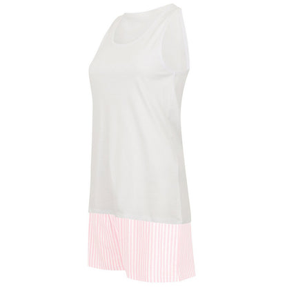 White-Pink - Lifestyle - Towel City Womens-Ladies Stripe Short Pyjama Set