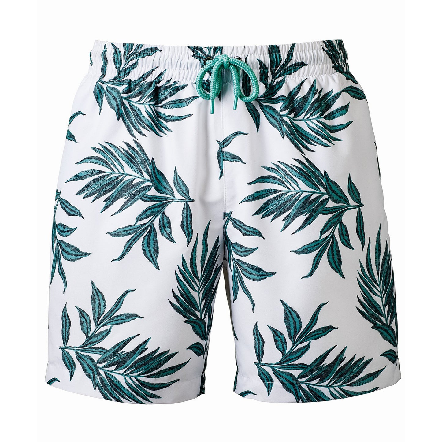 White-Green - Front - Wombat Mens Leaf Swim Shorts