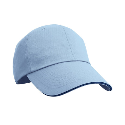 Sky-Navy - Front - Result Headwear Herringbone Sandwich Peak Baseball Cap