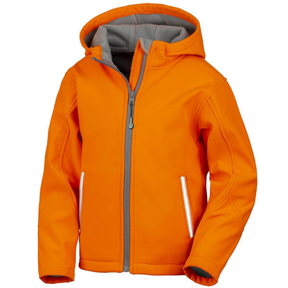 Neon Orange - Front - Result Core Childrens-Kids TX Performance Hooded Soft Shell Jacket
