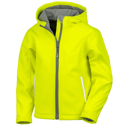 Neon Yellow - Front - Result Core Childrens-Kids TX Performance Hooded Soft Shell Jacket