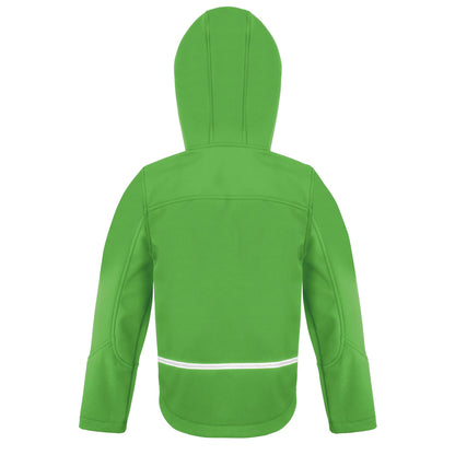 Vivid Green-Black - Back - Result Core Childrens-Kids TX Performance Hooded Soft Shell Jacket