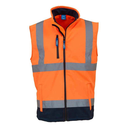 Orange-Navy - Front - Yoko Unisex Adult Softshell Hi-Vis Gilet