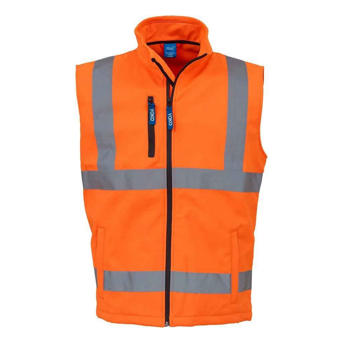 Orange - Front - Yoko Unisex Adult Softshell Hi-Vis Gilet