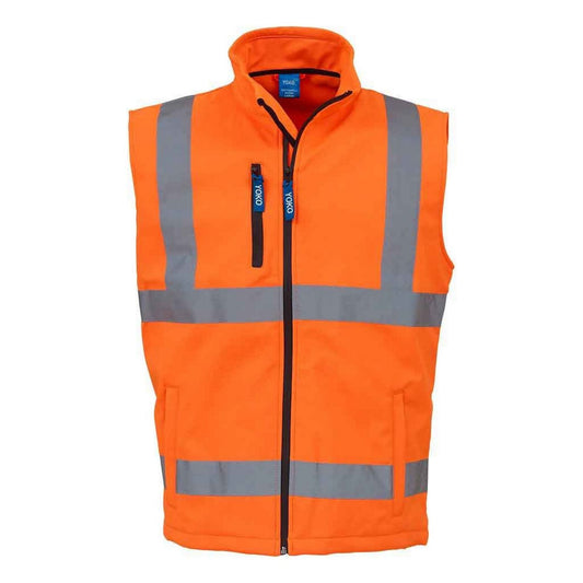 Orange - Front - Yoko Unisex Adult Softshell Hi-Vis Gilet