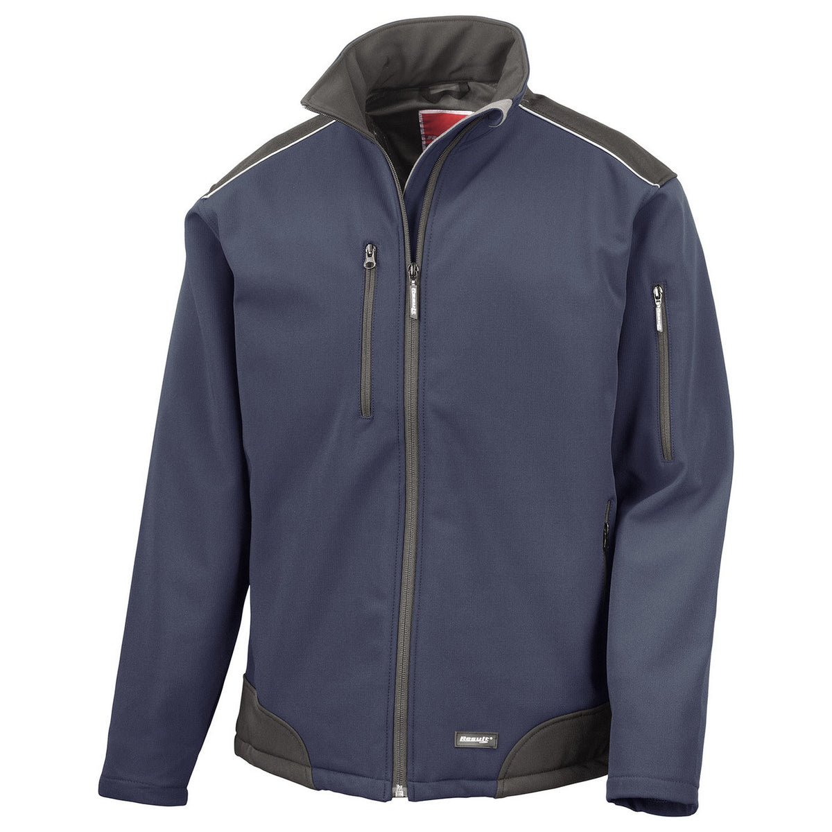 Navy-Black - Front - WORK-GUARD by Result Unisex Adult Ripstop Soft Shell Jacket