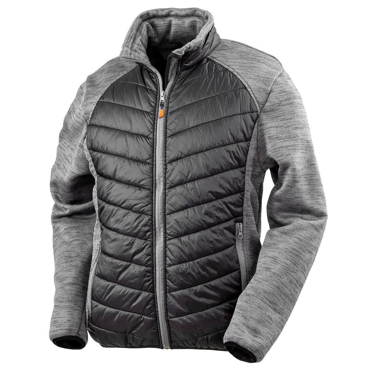 Black-Grey Marl - Front - WORK-GUARD by Result Mens Elevator Jacket