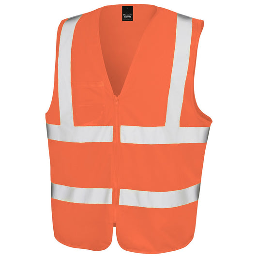 Orange - Front - Result Core Unisex Adult Safety Hi-Vis Vest