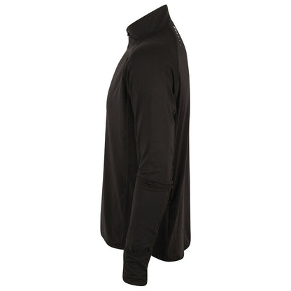 Black - Side - Tombo Mens Quarter Zip Long-Sleeved Top