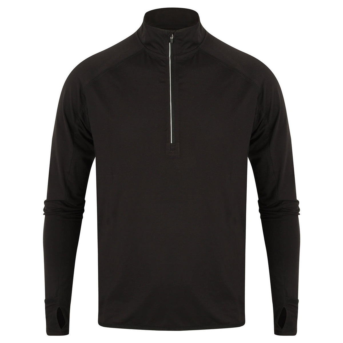 Black - Front - Tombo Mens Quarter Zip Long-Sleeved Top