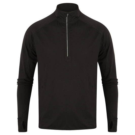Black - Front - Tombo Mens Quarter Zip Long-Sleeved Top