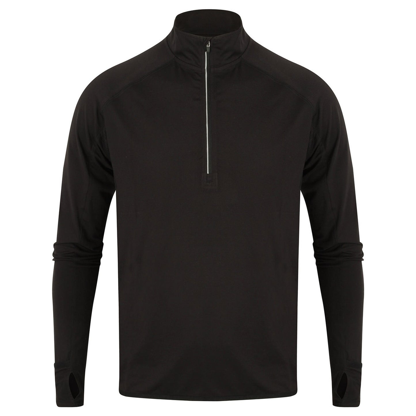 Black - Front - Tombo Mens Quarter Zip Long-Sleeved Top