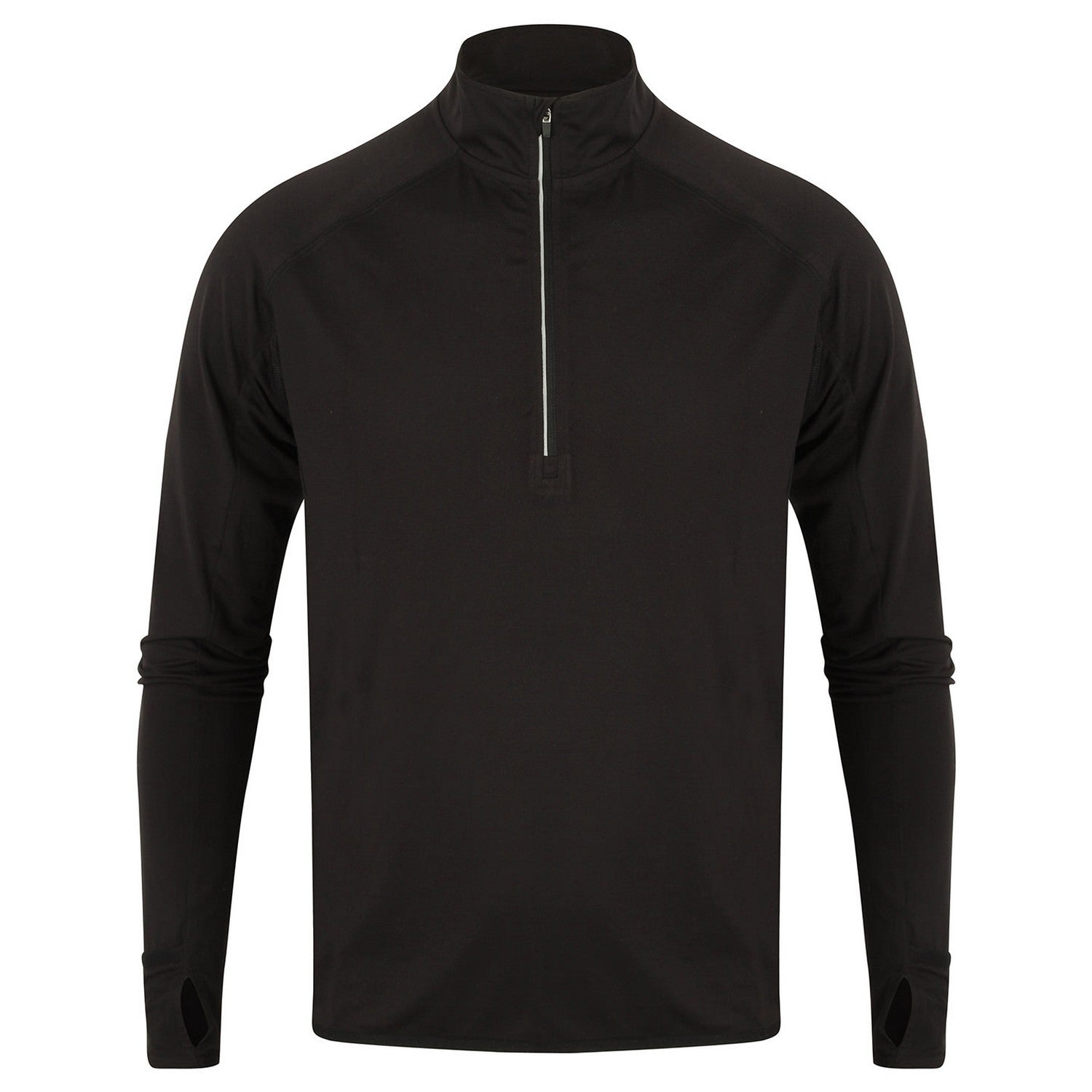 Black - Front - Tombo Mens Quarter Zip Long-Sleeved Top