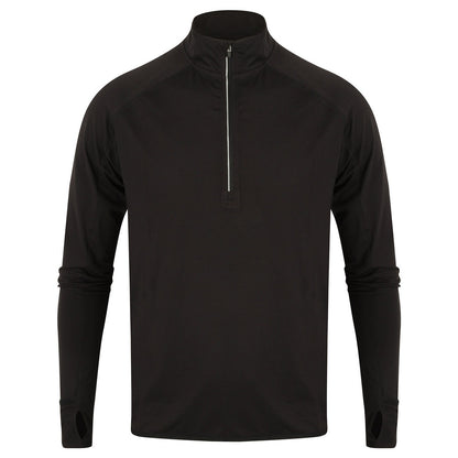 Black - Front - Tombo Mens Quarter Zip Long-Sleeved Top