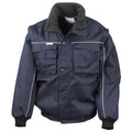 Navy - Front - WORK-GUARD by Result Mens Heavy Duty Zip-off Sleeves Pilot Jacket
