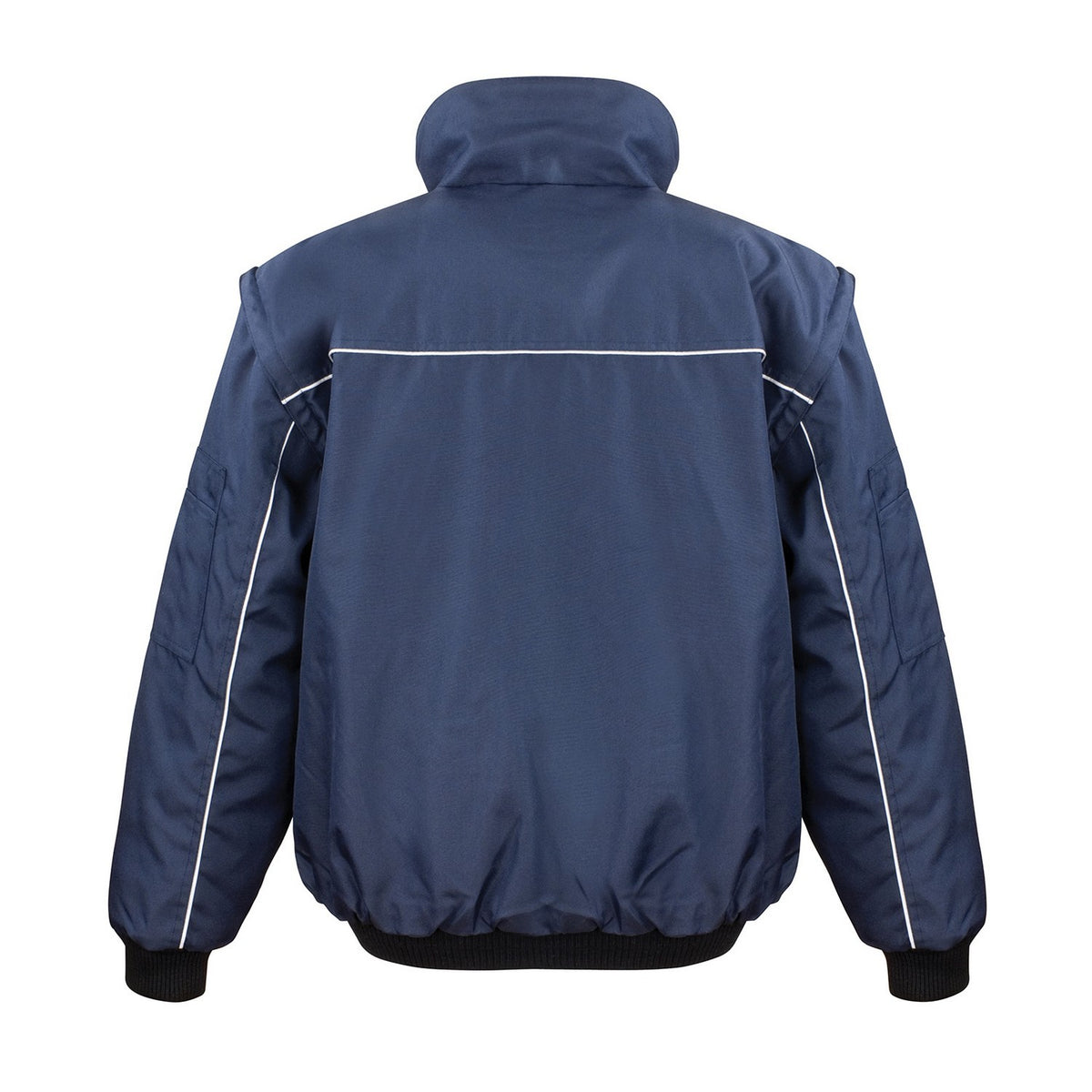 Navy - Back - WORK-GUARD by Result Mens Heavy Duty Zip-off Sleeves Pilot Jacket