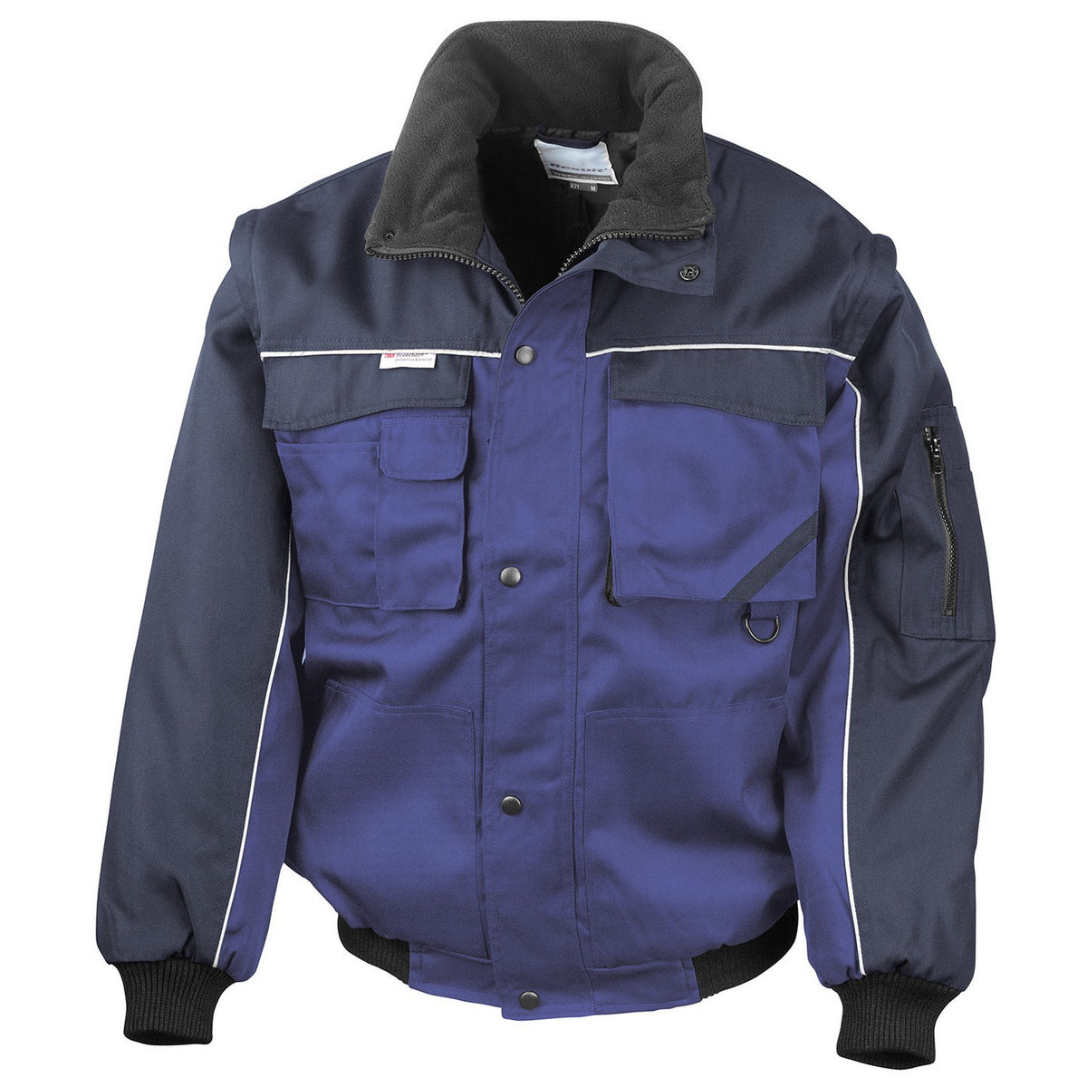 Royal Blue-Navy - Front - WORK-GUARD by Result Mens Heavy Duty Zip-off Sleeves Pilot Jacket