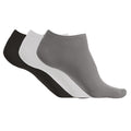 Storm Grey-White-Black - Front - Proact Unisex Adult Microfibre Ankle Socks (Pack of 3)