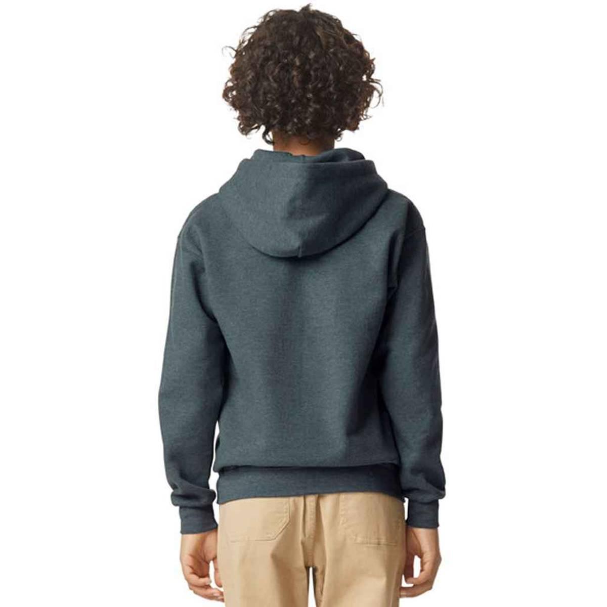 Dark Heather - Back - Gildan Childrens-Kids Fleece Midweight Hoodie