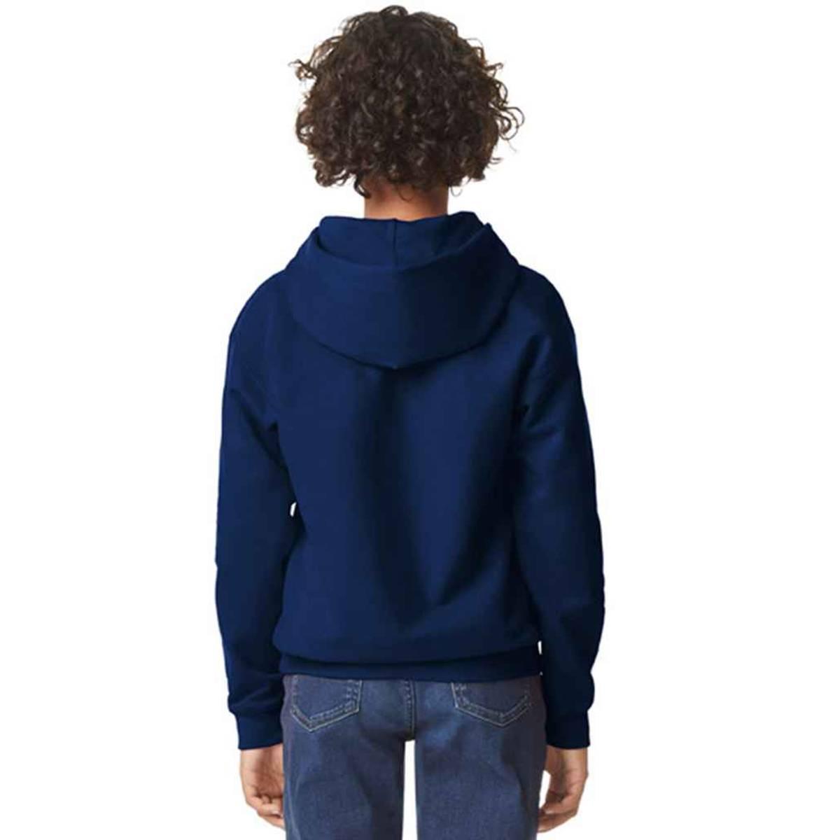 Navy - Back - Gildan Childrens-Kids Fleece Midweight Hoodie