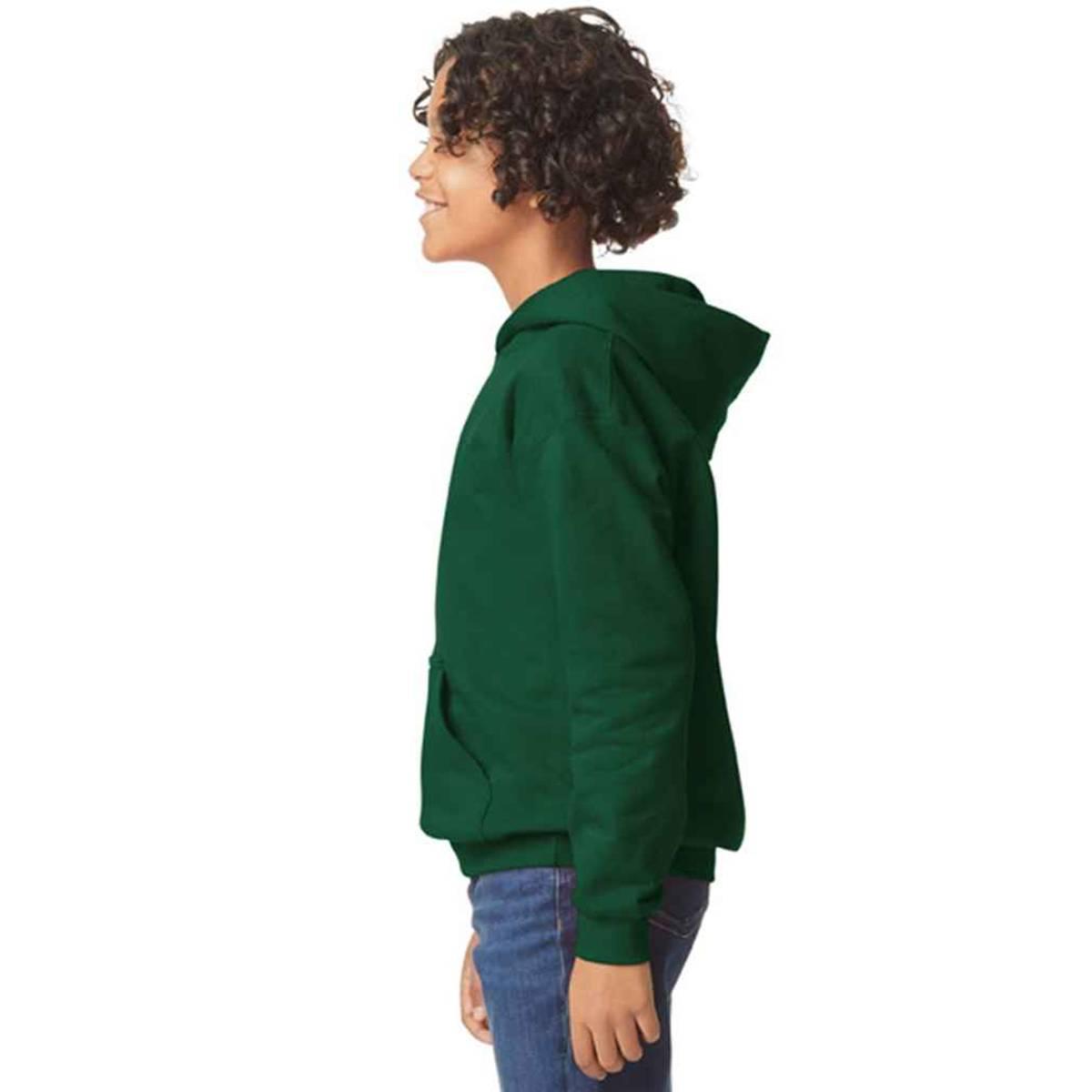 Forest Green - Side - Gildan Childrens-Kids Fleece Midweight Hoodie