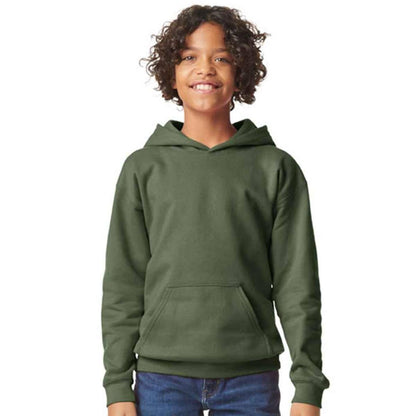 Military Green - Front - Gildan Childrens-Kids Fleece Midweight Hoodie