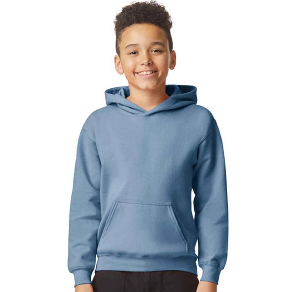 Stone Blue - Front - Gildan Childrens-Kids Fleece Midweight Hoodie