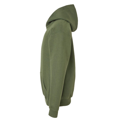 Military Green - Side - Gildan Childrens-Kids Soft Midweight Hoodie