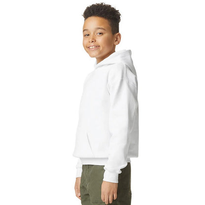 White - Side - Gildan Childrens-Kids Soft Midweight Hoodie