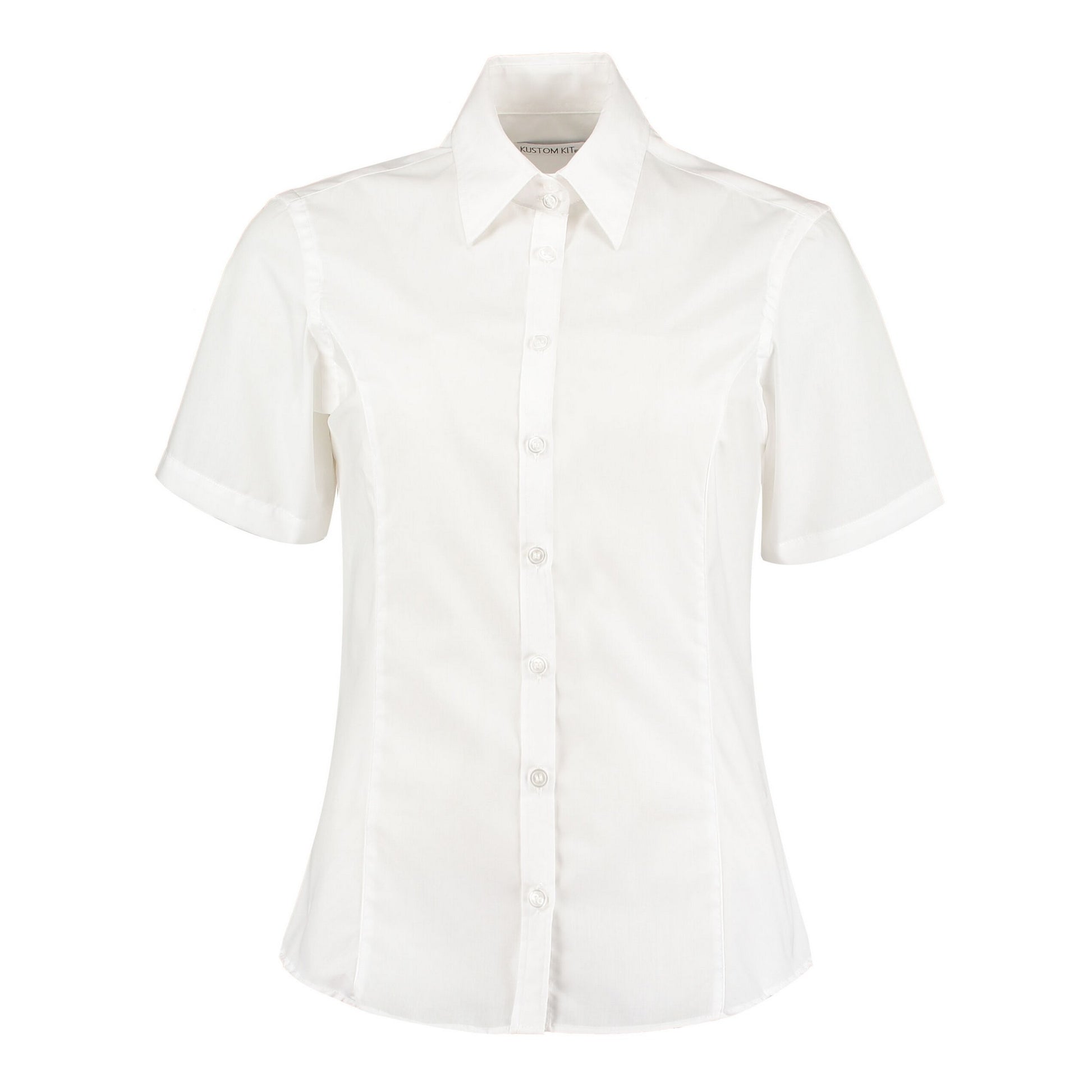 White - Front - Kustom Kit Womens-Ladies Short-Sleeved Business Blouse