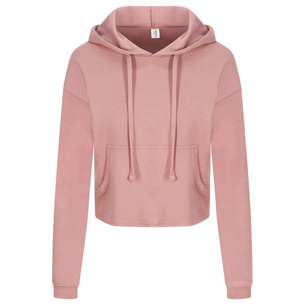 Dusty Pink - Front - Awdis Womens-Ladies Girlie Cropped Hoodie