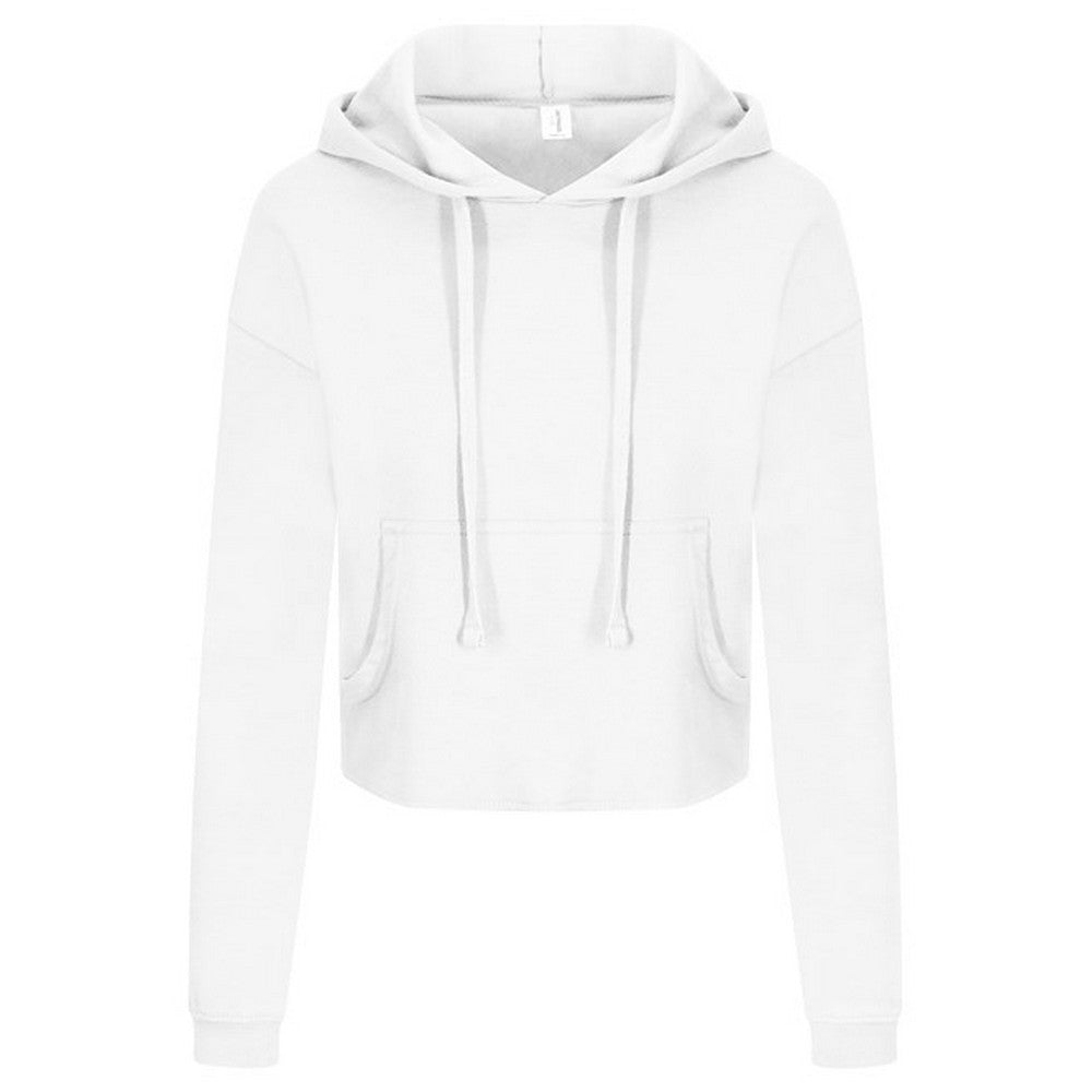Arctic White - Front - Awdis Womens-Ladies Girlie Cropped Hoodie