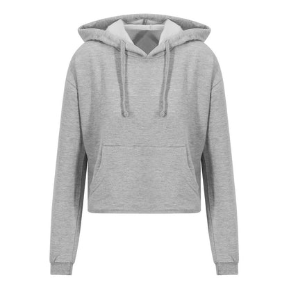 Heather Grey - Front - Awdis Womens-Ladies Girlie Cropped Hoodie