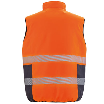 Fluorescent Orange-Navy - Back - SAFE-GUARD by Result Mens Reversible Gilet