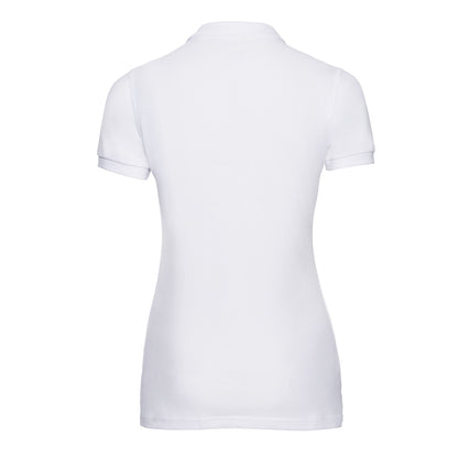 White - Back - Russell Womens-Ladies Piqué Stretch Polo Shirt