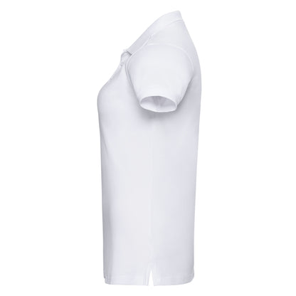 White - Lifestyle - Russell Womens-Ladies Piqué Stretch Polo Shirt