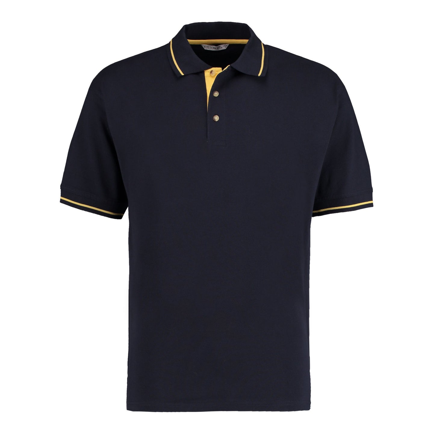 Navy-Sun Yellow - Front - Kustom Kit Mens St Mellion Classic Polo Shirt