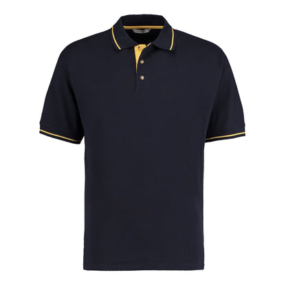 Navy-Sun Yellow - Front - Kustom Kit Mens St Mellion Classic Polo Shirt
