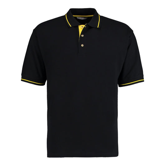 Black-Yellow - Front - Kustom Kit Mens St Mellion Classic Polo Shirt
