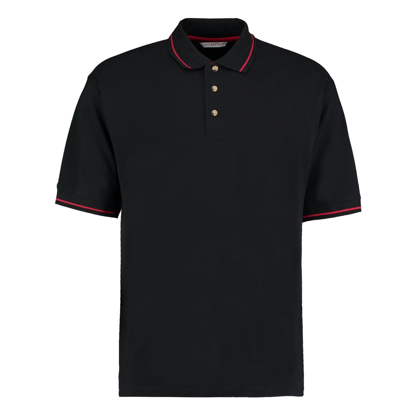 Black-Bright Red - Front - Kustom Kit Mens St Mellion Classic Polo Shirt