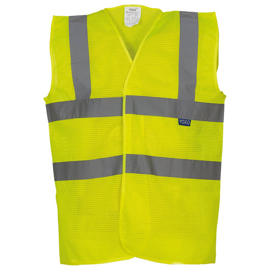 Yellow - Front - Yoko Unisex Adult Mesh Hi-Vis Vest