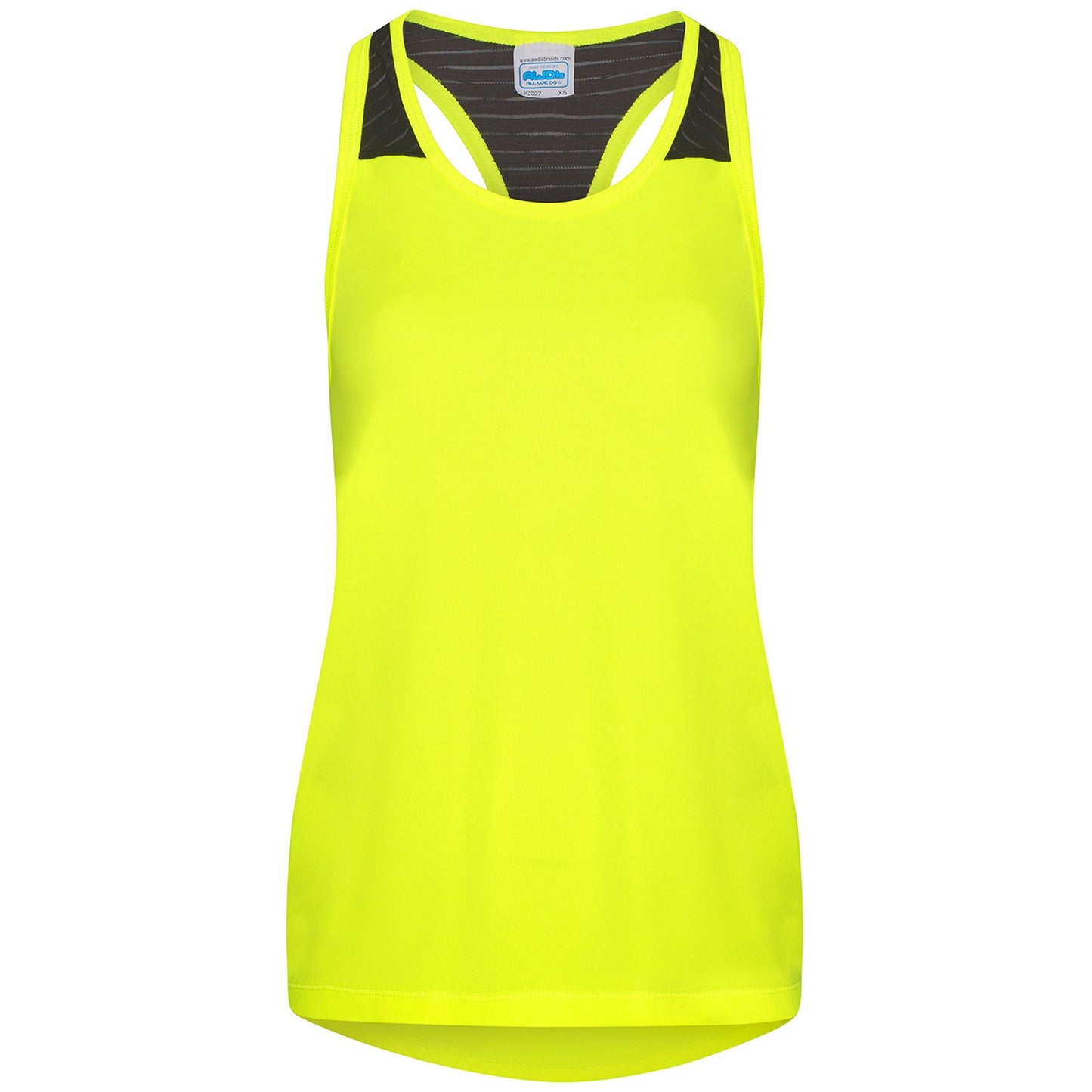 Electric Yellow-Black - Front - AWDis Cool Womens-Ladies Girlie Cool Workout Vest Top