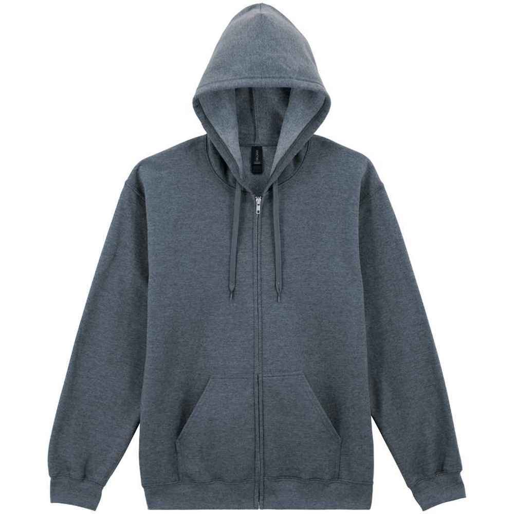 Dark Heather - Front - Gildan Mens Softstyle Fleece Midweight Full Zip Hoodie
