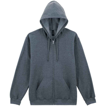 Dark Heather - Front - Gildan Mens Softstyle Fleece Midweight Full Zip Hoodie