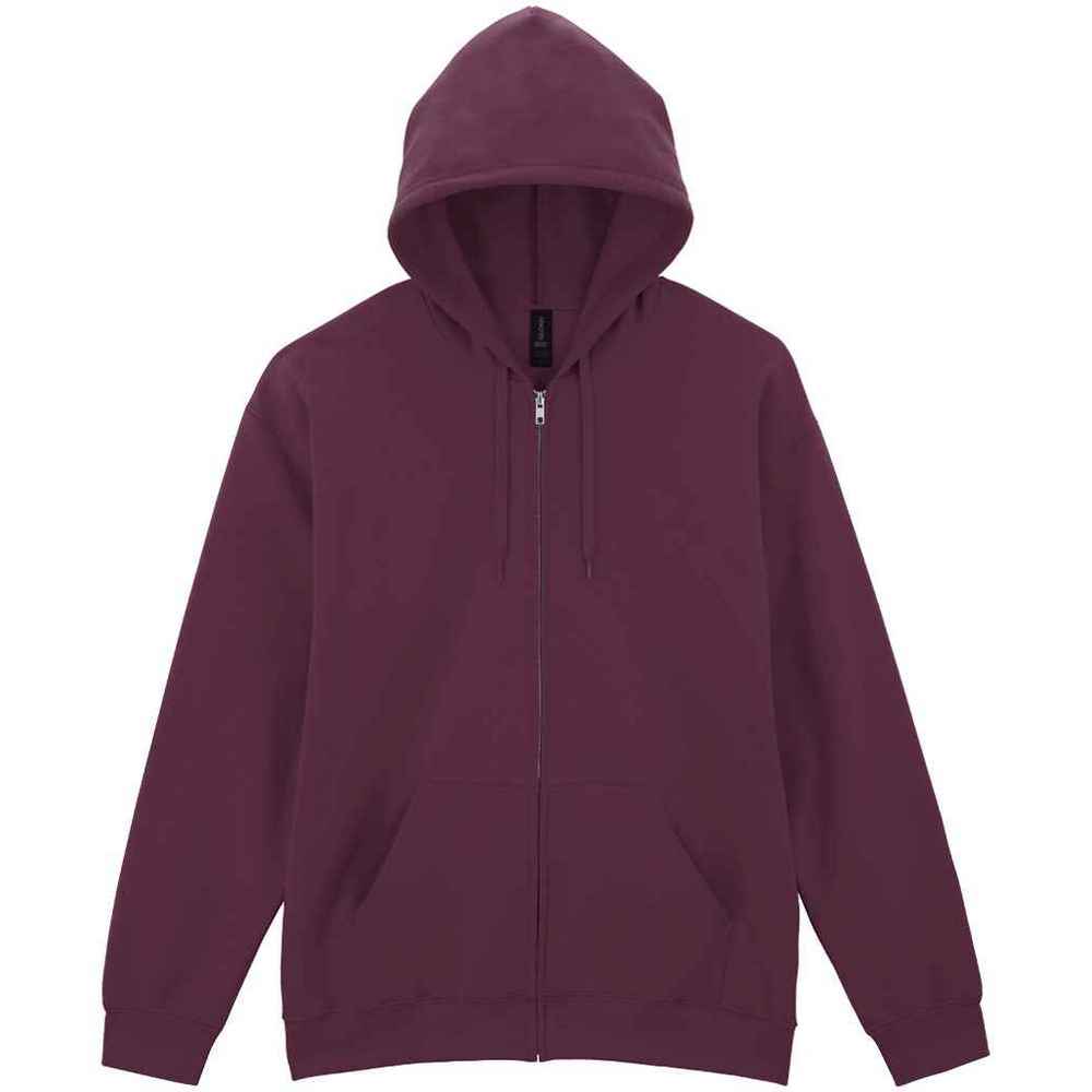 Maroon - Front - Gildan Mens Softstyle Fleece Midweight Full Zip Hoodie