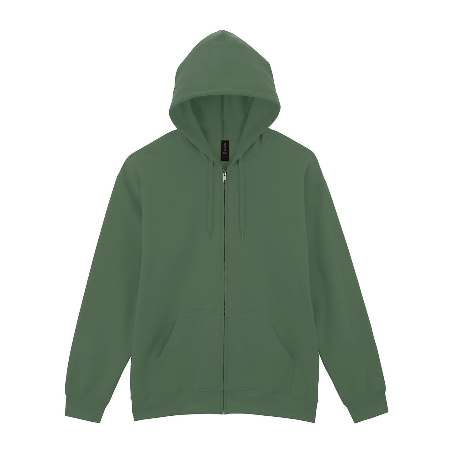 Military Green - Back - Gildan Mens Softstyle Fleece Midweight Full Zip Hoodie