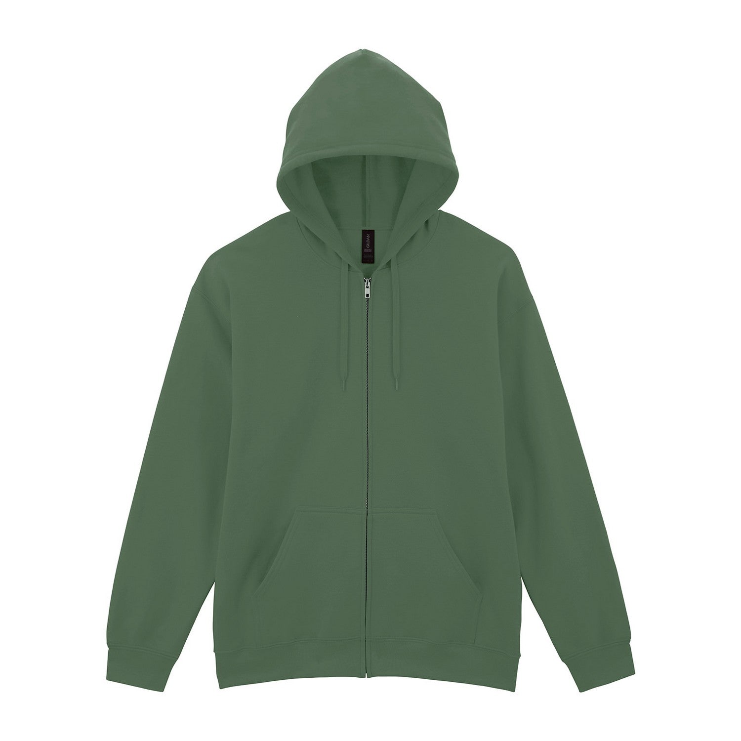 Military Green - Back - Gildan Mens Softstyle Fleece Midweight Full Zip Hoodie